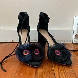 Loeffler Randall suede navy & black heels